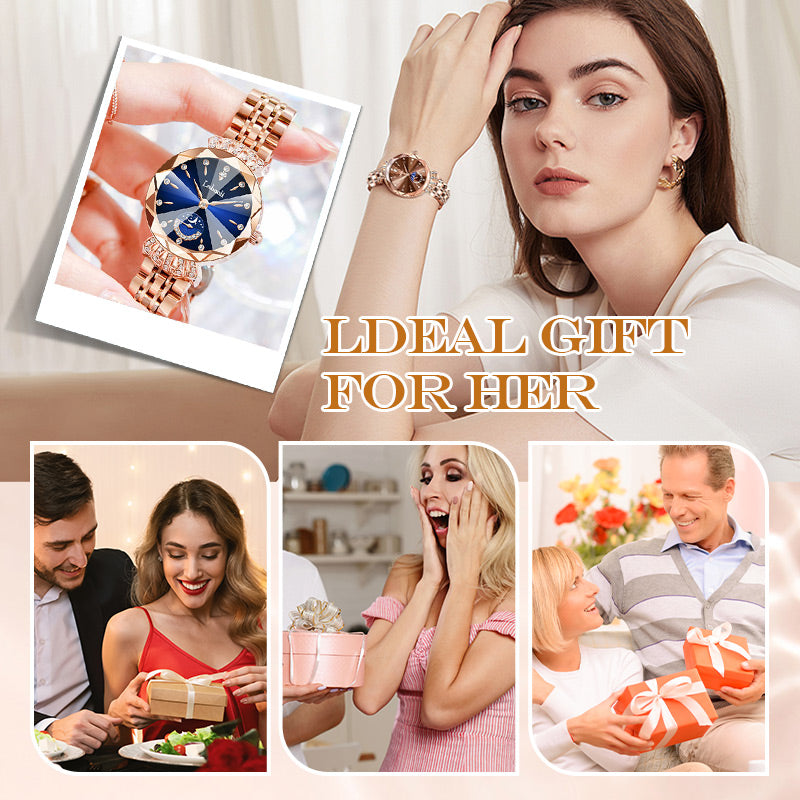 ⏳BLITZANGEBOT! 50 % RABATT! 🔥Modische Damenuhr mit Diamanten, Mond und Sternen
