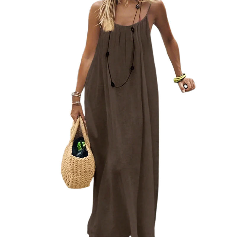 🏖️💕ÜBER 20.000 VERKAUFT!⚡Lässiges, rückenfreies Maxikleid mit Spaghettiträgern für Damen🌟🌊