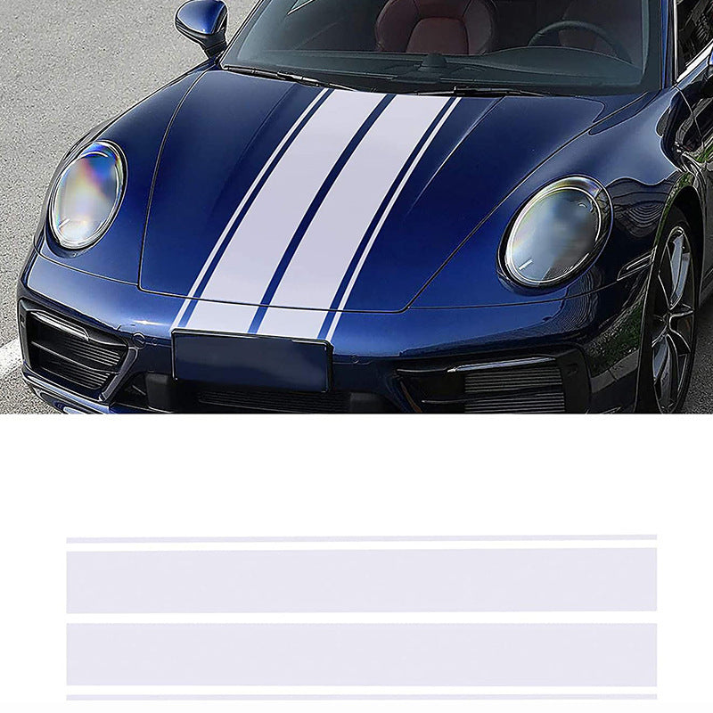 Universeller Auto-Motorhauben-Streifenaufkleber, schwarz-weiß, wasserfest