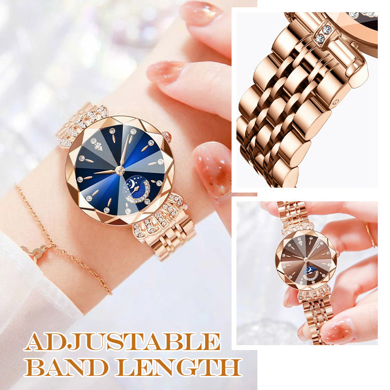 ⏳BLITZANGEBOT! 50 % RABATT! 🔥Modische Damenuhr mit Diamanten, Mond und Sternen