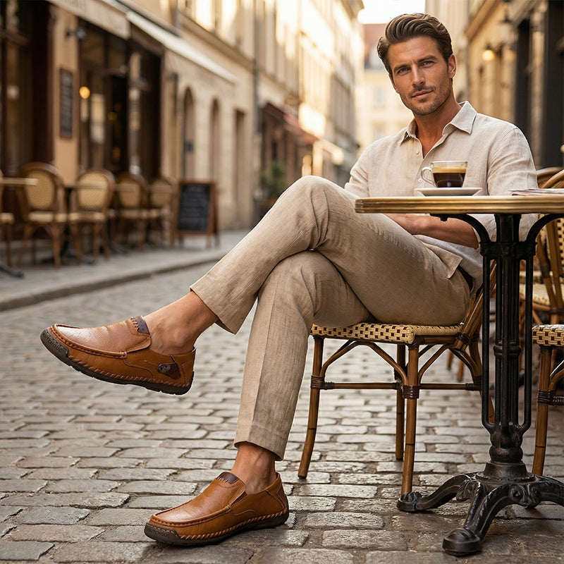 💎 60 % RABATT! 💎 Klassische Herren-Slipper aus Leder – Erstklassiges Kalbsleder, ganztägiger Tragekomfort & müheloser Stil