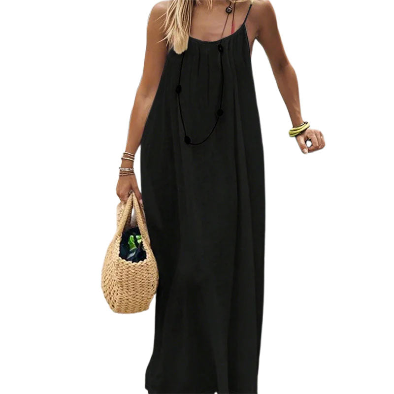 🏖️💕ÜBER 20.000 VERKAUFT!⚡Lässiges, rückenfreies Maxikleid mit Spaghettiträgern für Damen🌟🌊