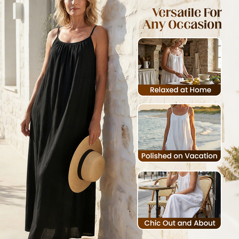 🏖️💕ÜBER 20.000 VERKAUFT!⚡Lässiges, rückenfreies Maxikleid mit Spaghettiträgern für Damen🌟🌊