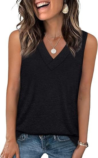 🎁Summer Promotion 50% OFF✨Women's Sleeveless V-Neck Slimming Loose Fit Casual Tank Top