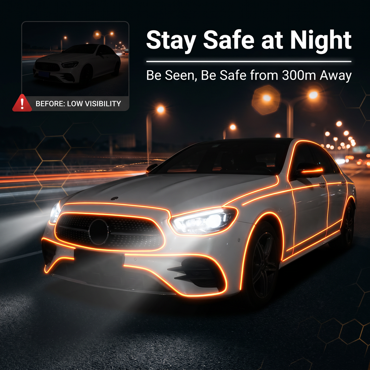 Premium Reflektierender Auto-Styling-Streifen – 6 leuchtende Farben Universeller Autoaufkleber für Kühlergrill, Spiegel, Rad & Tür