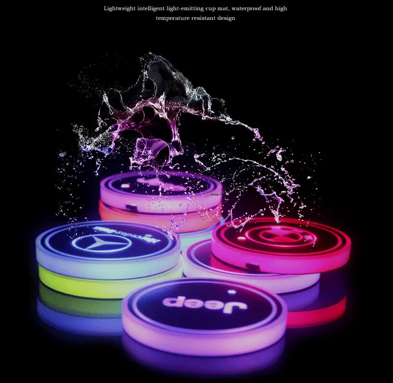 Heißer Sale 🎁50% RABATT 🎁7-farbige LED-Auto-Logo-Becherhalter mit Beleuchtung (1 Paar)