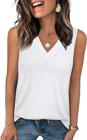 🎁Summer Promotion 50% OFF✨Women's Sleeveless V-Neck Slimming Loose Fit Casual Tank Top