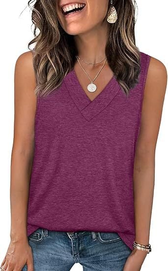🎁Summer Promotion 50% OFF✨Women's Sleeveless V-Neck Slimming Loose Fit Casual Tank Top