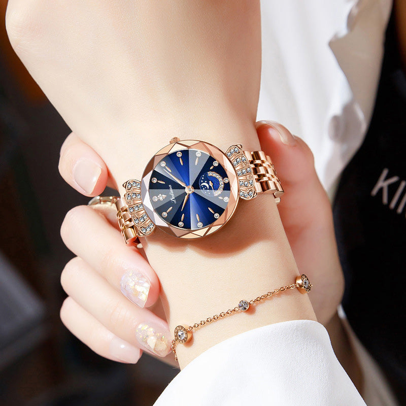 ⏳BLITZANGEBOT! 50 % RABATT! 🔥Modische Damenuhr mit Diamanten, Mond und Sternen