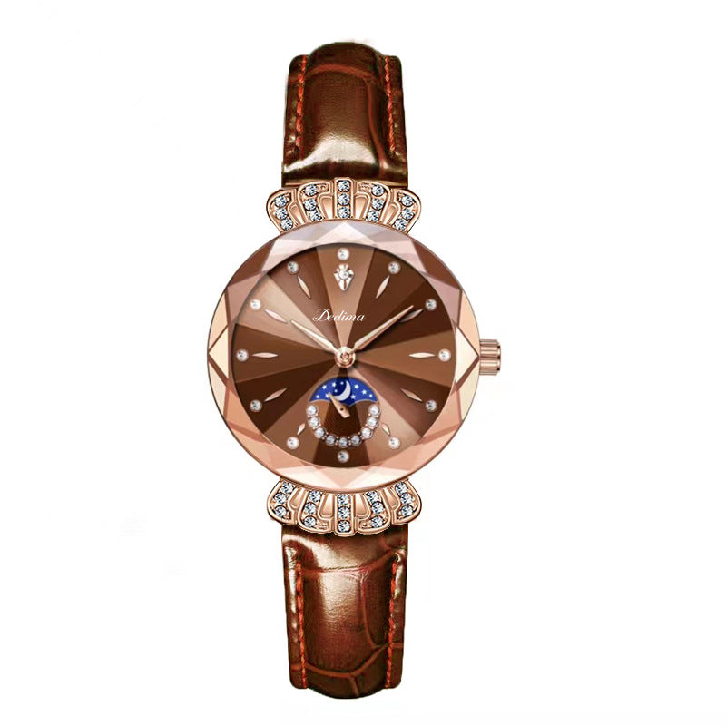 ⏳BLITZANGEBOT! 50 % RABATT! 🔥Modische Damenuhr mit Diamanten, Mond und Sternen