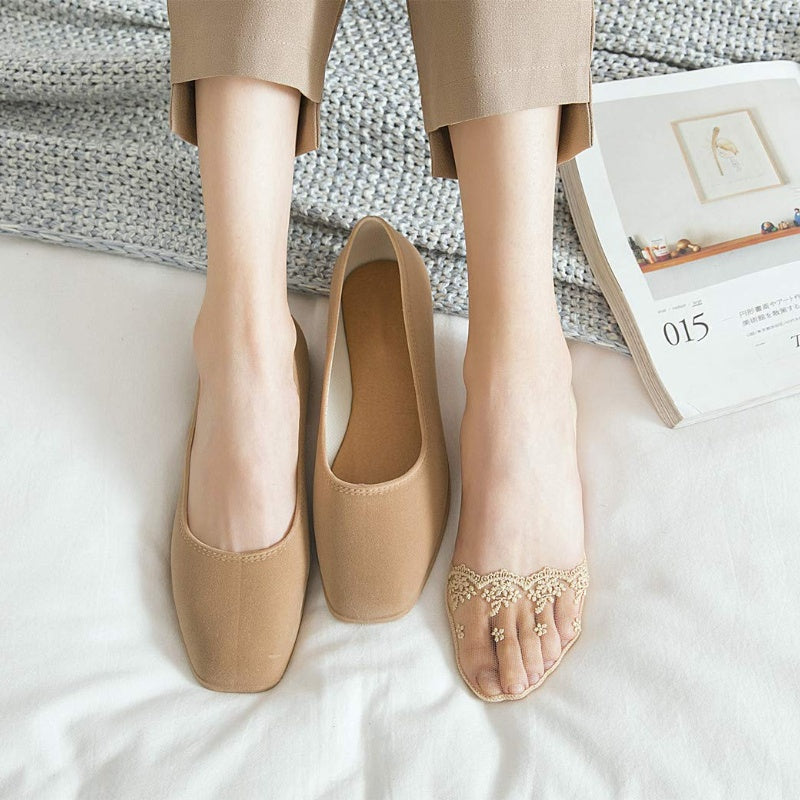 Damen-Spitzensocken mit unsichtbarem Schnitt und rutschhemmender Sohle