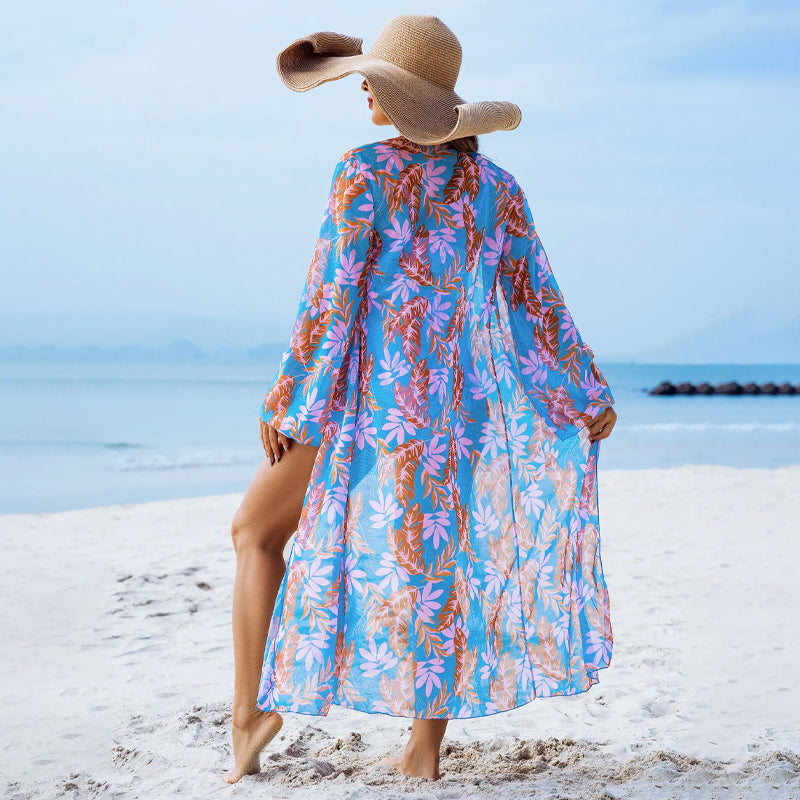 Dreiteiliger sexy Damen-Badeanzug mit Blumenmuster