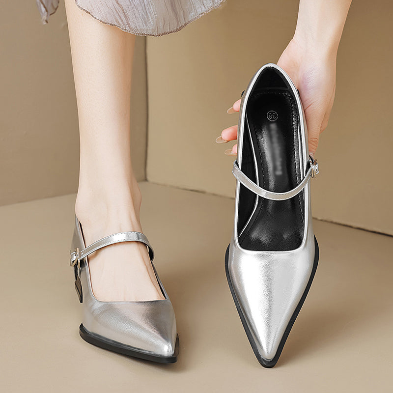Elegante Damen-Sandalen mit spitzer Zehenpartie und Blockabsatz