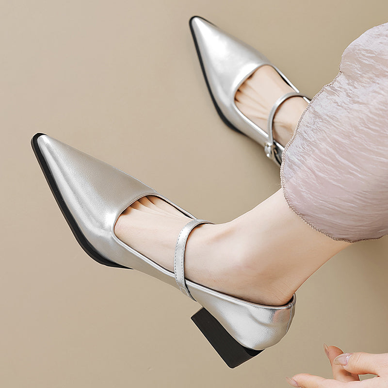 Elegante Damen-Sandalen mit spitzer Zehenpartie und Blockabsatz