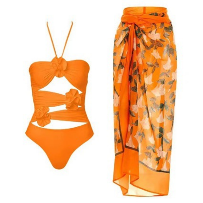 🔥Heißer Sale – 50 % Rabatt🔥Modischer Damen-Badeanzug mit Blumenmuster und Rock, einteilig