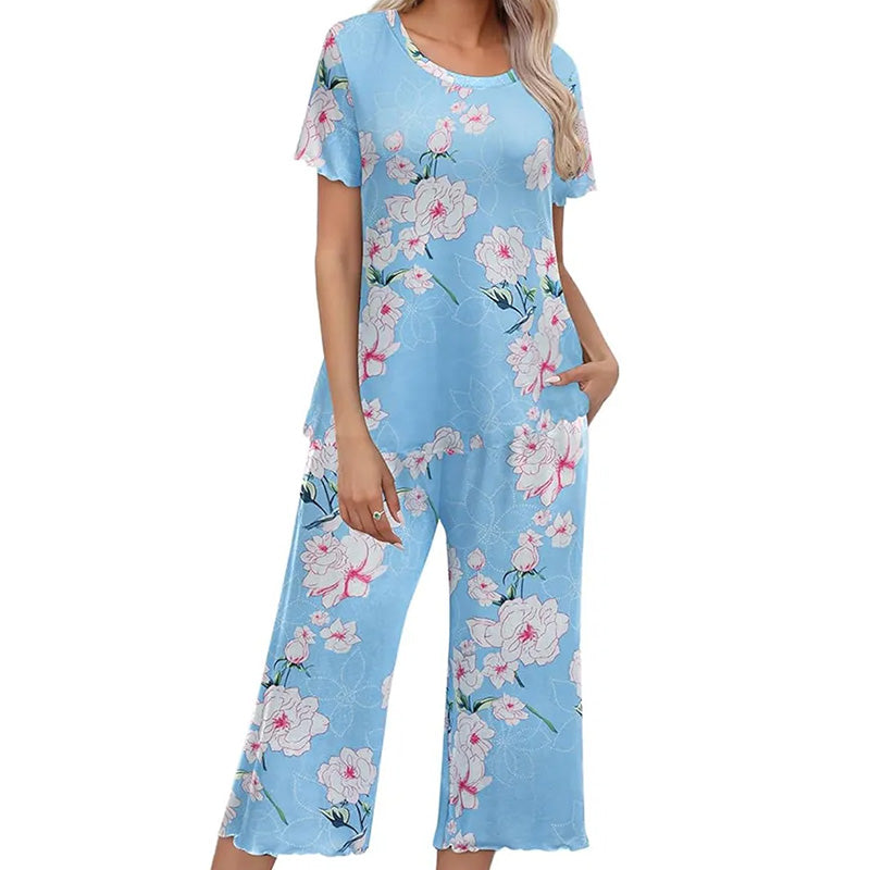 🎁Heiße Aktion: 50 % Rabatt⏳Bedrucktes Damen-Schlafanzugset mit Oberteil und Hose