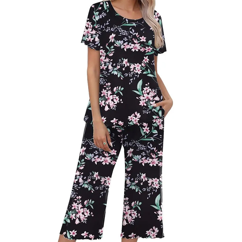 🎁Heiße Aktion: 50 % Rabatt⏳Bedrucktes Damen-Schlafanzugset mit Oberteil und Hose