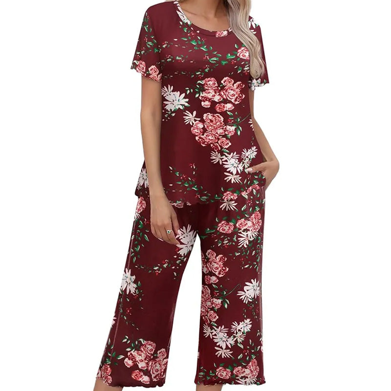 🎁Heiße Aktion: 50 % Rabatt⏳Bedrucktes Damen-Schlafanzugset mit Oberteil und Hose