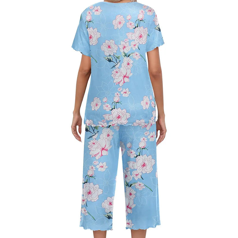 🎁Heiße Aktion: 50 % Rabatt⏳Bedrucktes Damen-Schlafanzugset mit Oberteil und Hose