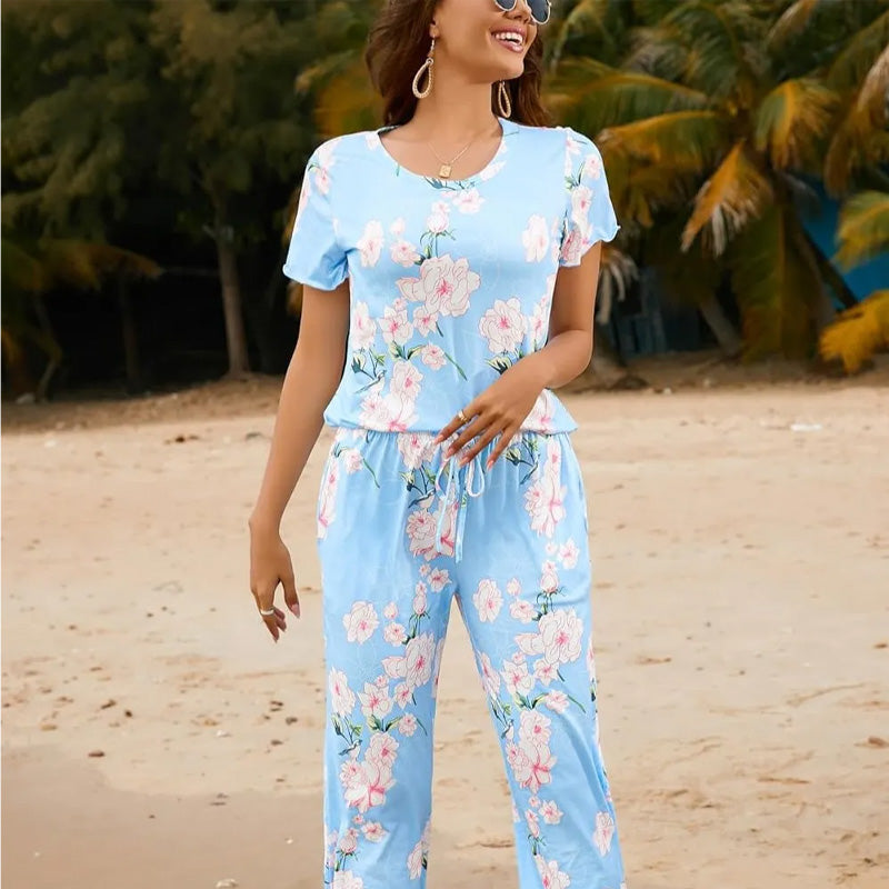 🎁Heiße Aktion: 50 % Rabatt⏳Bedrucktes Damen-Schlafanzugset mit Oberteil und Hose