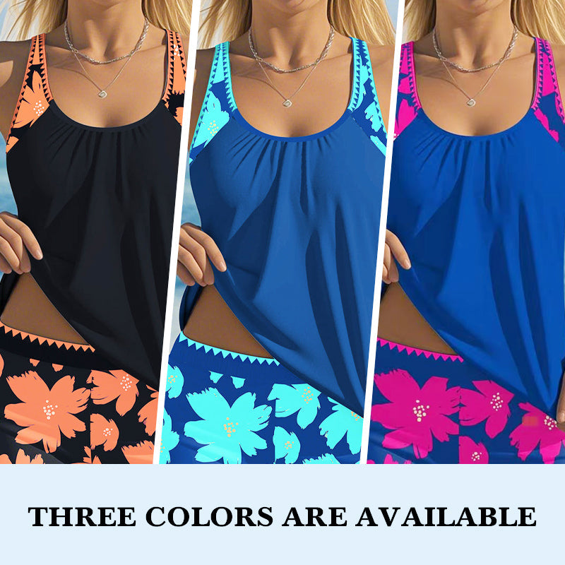 Damen-Tankini mit Druckmuster und Shorts, 2-teiliges Bade-Set
