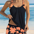 Damen-Tankini mit Druckmuster und Shorts, 2-teiliges Bade-Set