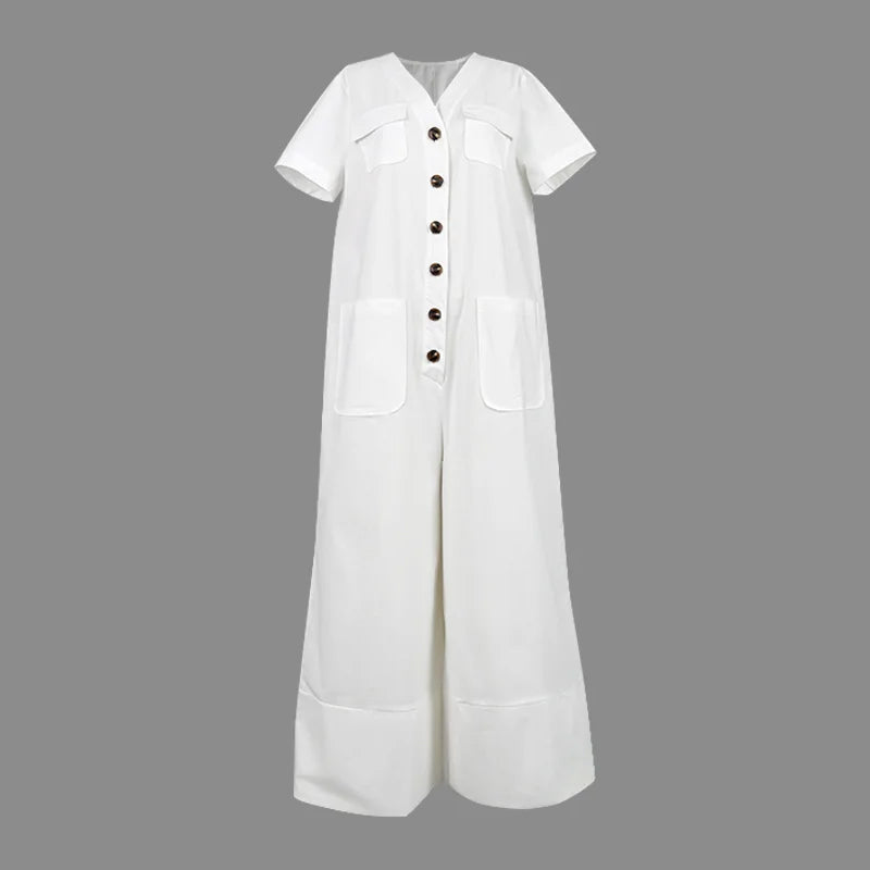 ⏳Zeitlich begrenztes Angebot⏰Damenmode – lockerer Jumpsuit mit V-Ausschnitt