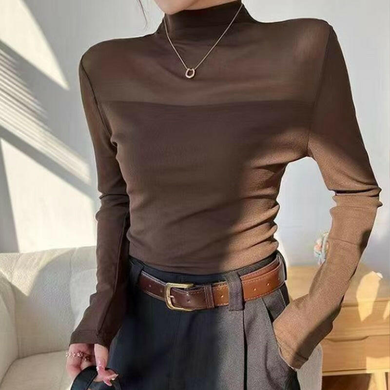 💃 Letzter Tag im Sale -50% RABATT🎉 Damen-Oberteil mit Glitzer, transparentem Mesh, langen Ärmeln und Raffung