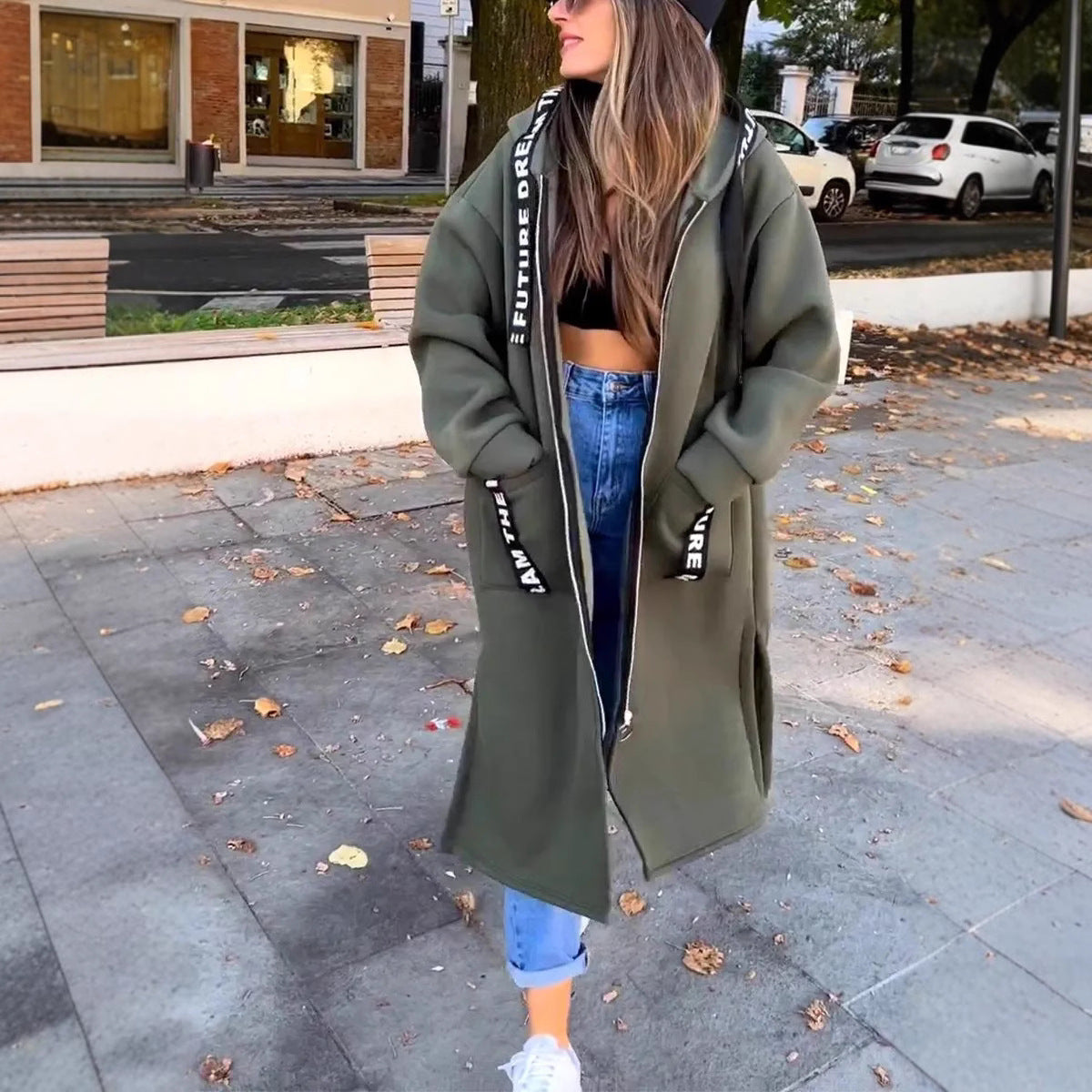 Langes Kapuzensweatshirt für Damen