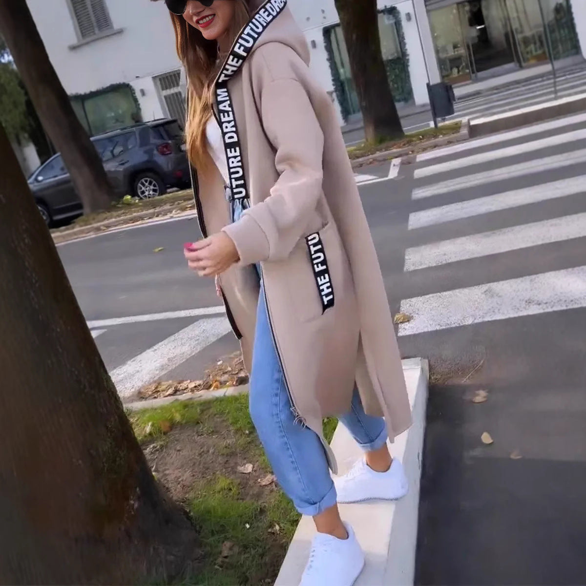 Langes Kapuzensweatshirt für Damen
