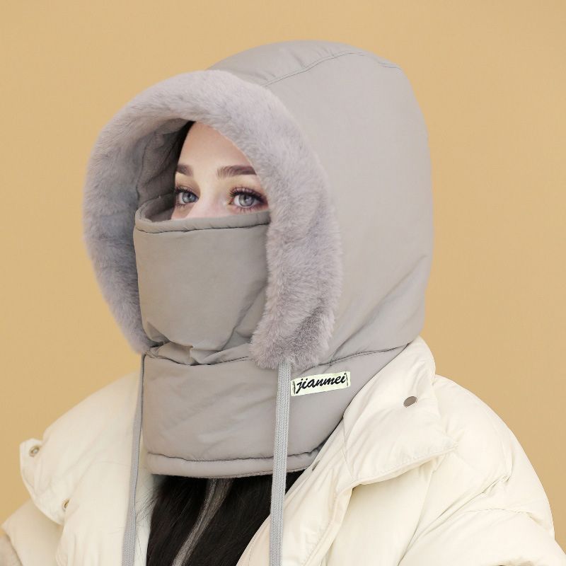Plüschgefütterte, verdickte Thermomütze mit Gesichtsmaske für Damen und Herren
