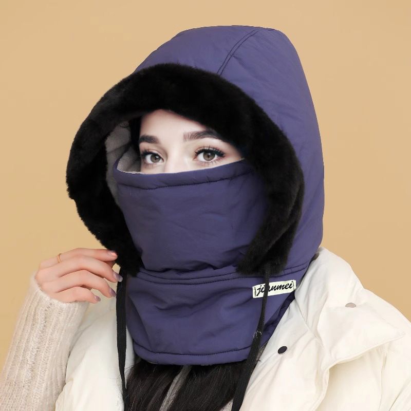 Plüschgefütterte, verdickte Thermomütze mit Gesichtsmaske für Damen und Herren