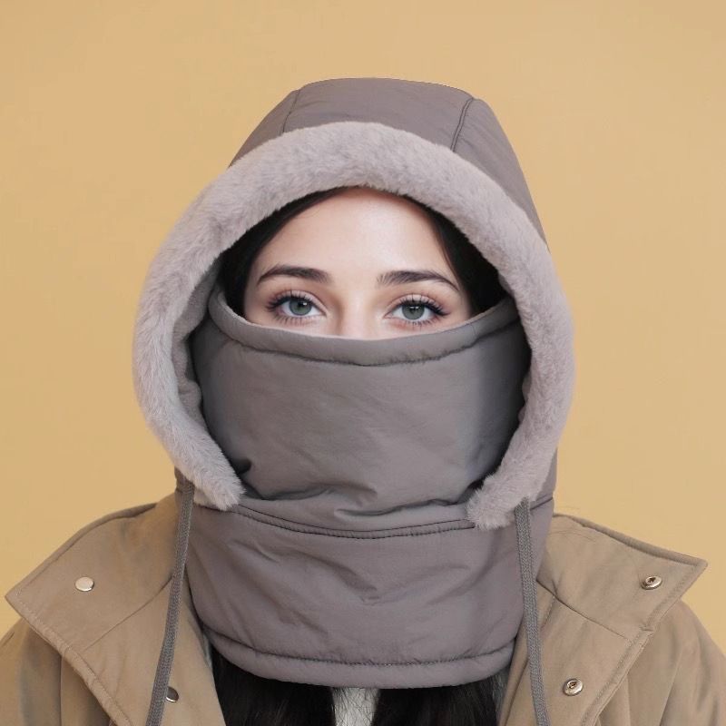 Plüschgefütterte, verdickte Thermomütze mit Gesichtsmaske für Damen und Herren
