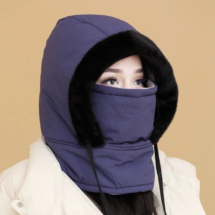 Plüschgefütterte, verdickte Thermomütze mit Gesichtsmaske für Damen und Herren