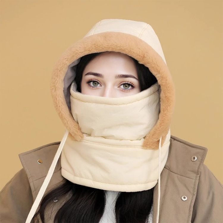 Plüschgefütterte, verdickte Thermomütze mit Gesichtsmaske für Damen und Herren