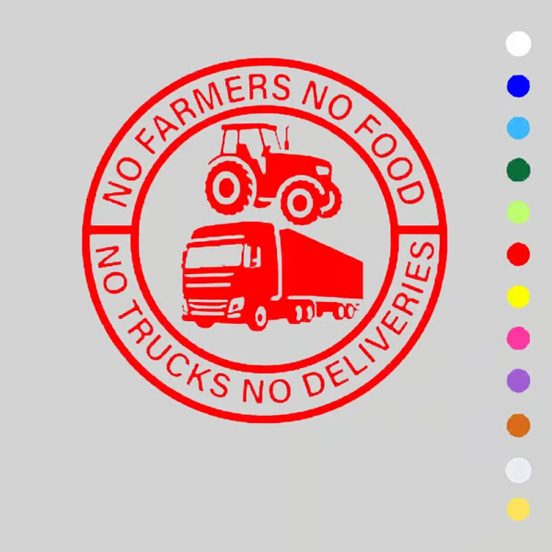 Auto-Vinylaufkleber: Keine Bauern, kein Essen – keine Lkw, keine Lieferungen