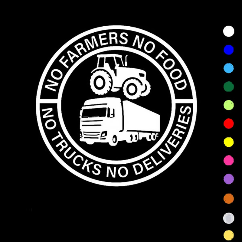 Auto-Vinylaufkleber: Keine Bauern, kein Essen – keine Lkw, keine Lieferungen