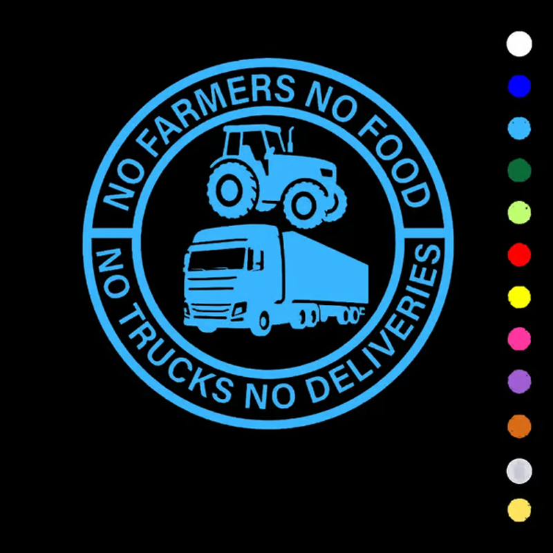 Auto-Vinylaufkleber: Keine Bauern, kein Essen – keine Lkw, keine Lieferungen