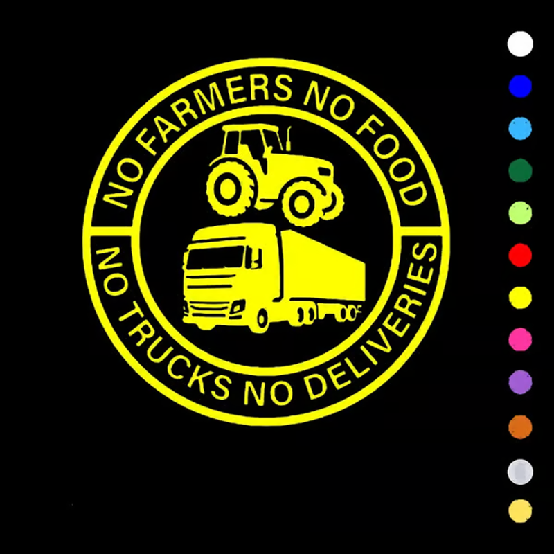 Auto-Vinylaufkleber: Keine Bauern, kein Essen – keine Lkw, keine Lieferungen