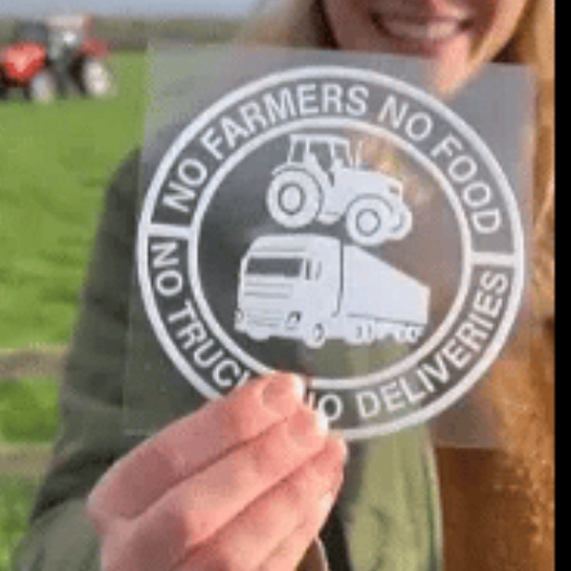 Auto-Vinylaufkleber: Keine Bauern, kein Essen – keine Lkw, keine Lieferungen