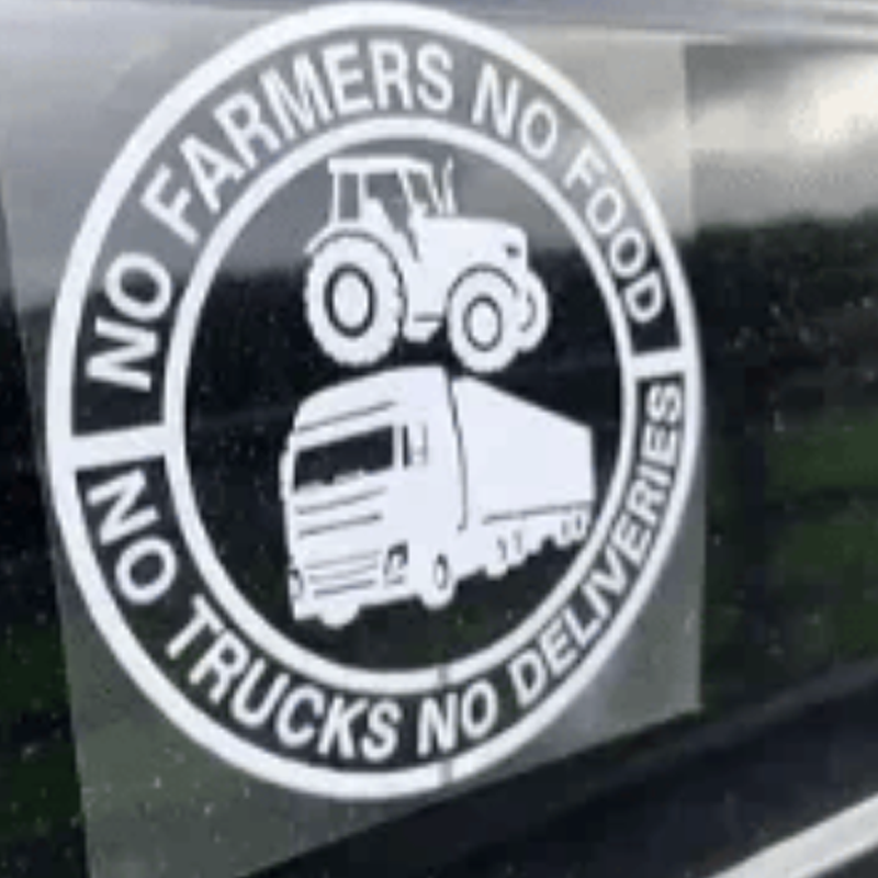 Auto-Vinylaufkleber: Keine Bauern, kein Essen – keine Lkw, keine Lieferungen