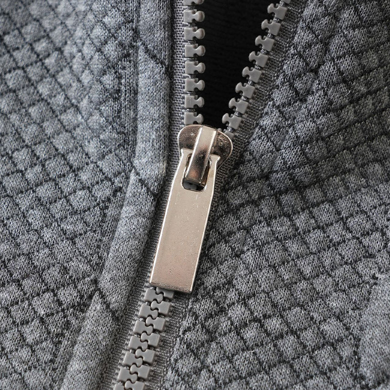 Lässiger Herren-Zopfmuster-Pullover mit halbem Reißverschluss