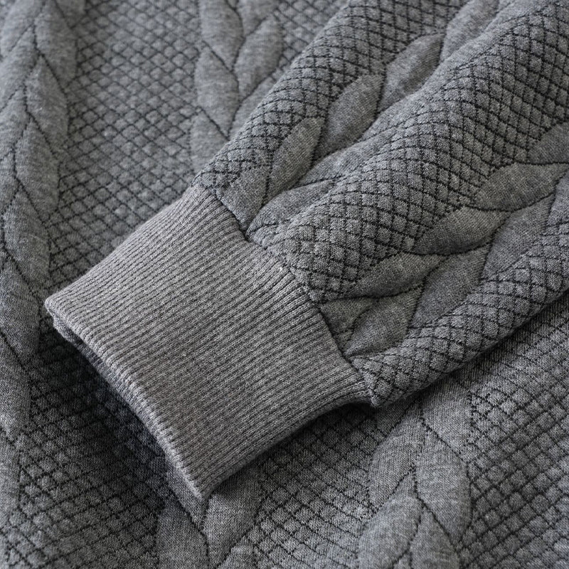 Lässiger Herren-Zopfmuster-Pullover mit halbem Reißverschluss