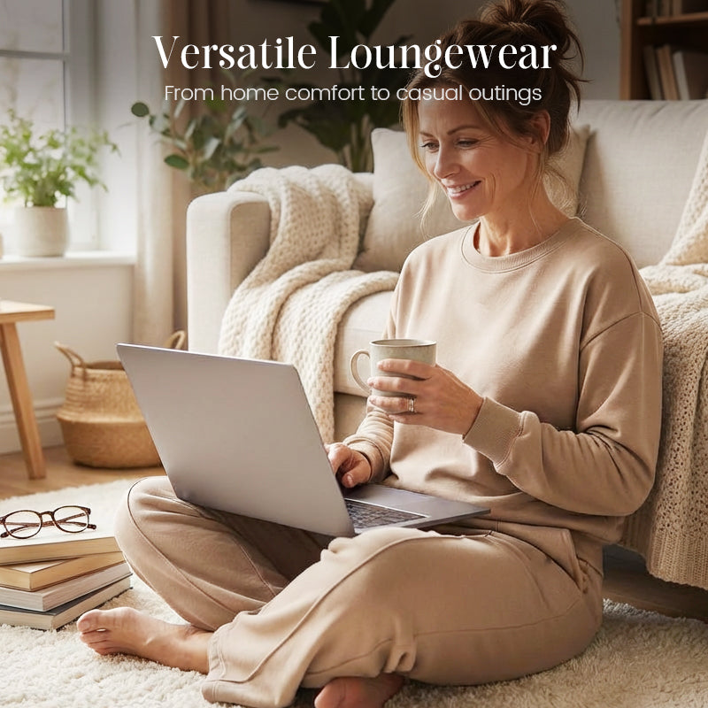 2-teiliges Set für Damen: Langarm-Oberteil und Hose mit weitem Bein