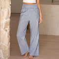 ⏳LETZTER TAG: 50% RABATT!🎁Gestreifte weit ausgestellte Hose mit hoher Taille und Taschen