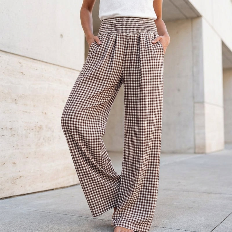 ⏳LETZTER TAG: 50% RABATT!🎁Gestreifte weit ausgestellte Hose mit hoher Taille und Taschen