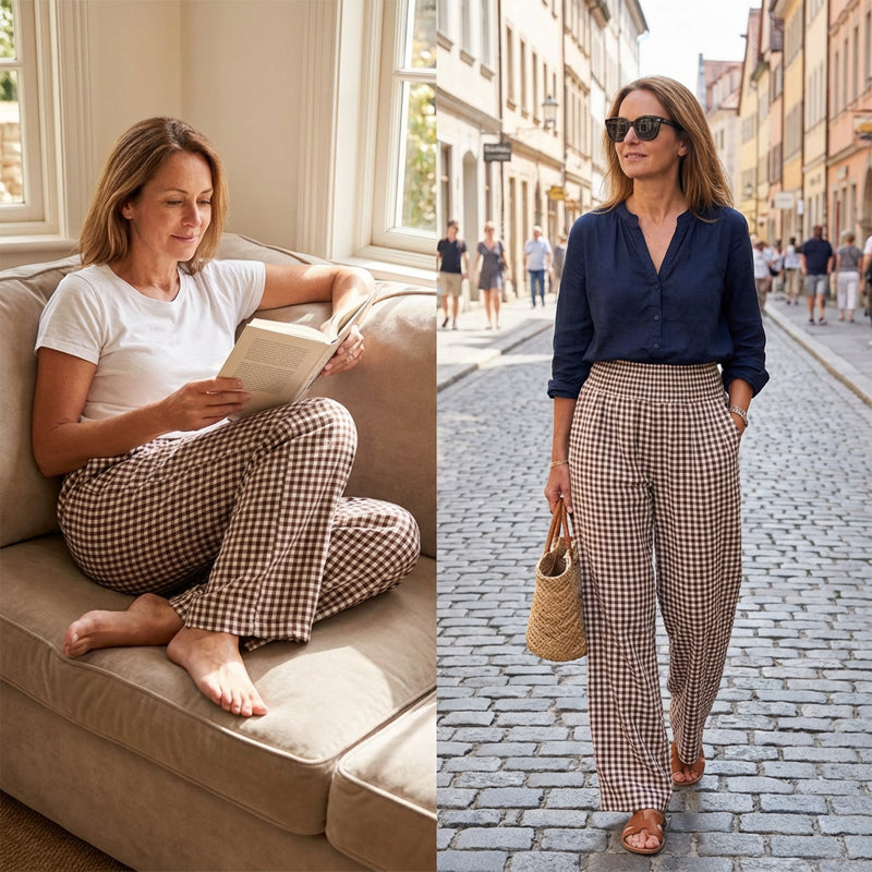 ⏳LETZTER TAG: 50% RABATT!🎁Gestreifte weit ausgestellte Hose mit hoher Taille und Taschen