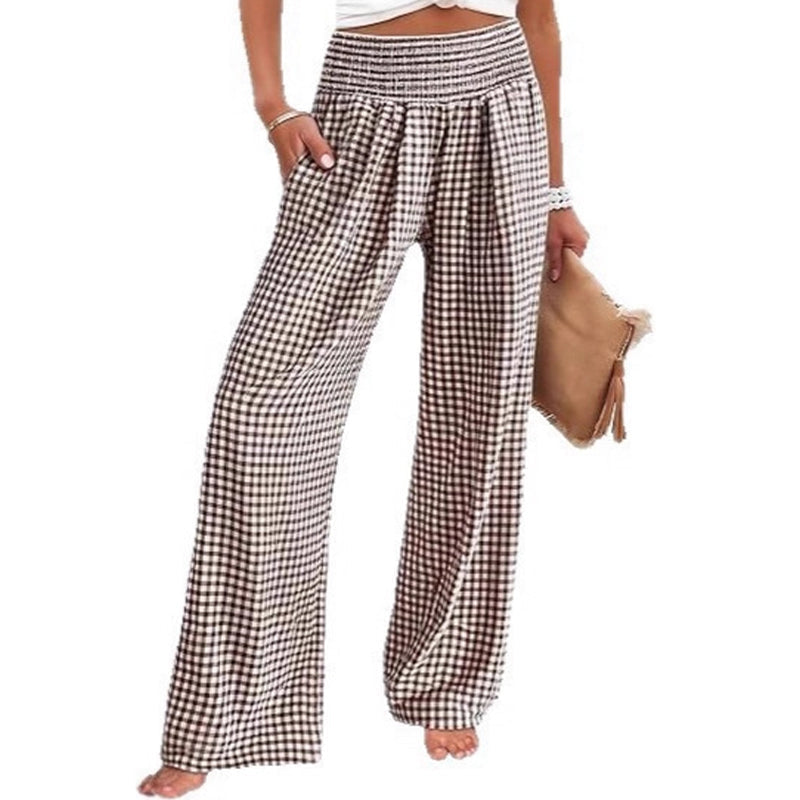 ⏳LETZTER TAG: 50% RABATT!🎁Gestreifte weit ausgestellte Hose mit hoher Taille und Taschen