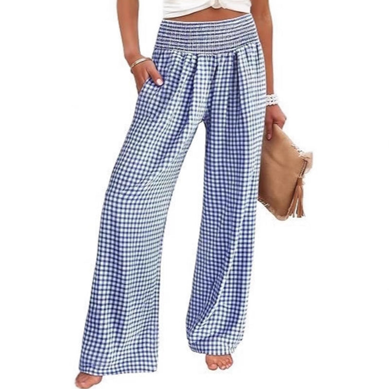 ⏳LETZTER TAG: 50% RABATT!🎁Gestreifte weit ausgestellte Hose mit hoher Taille und Taschen