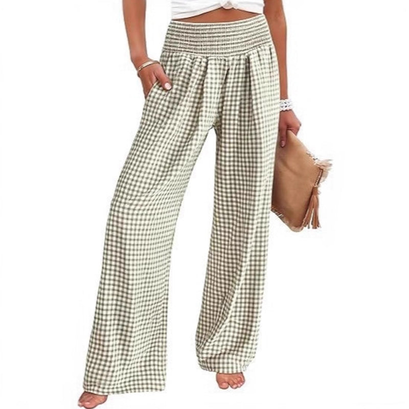⏳LETZTER TAG: 50% RABATT!🎁Gestreifte weit ausgestellte Hose mit hoher Taille und Taschen